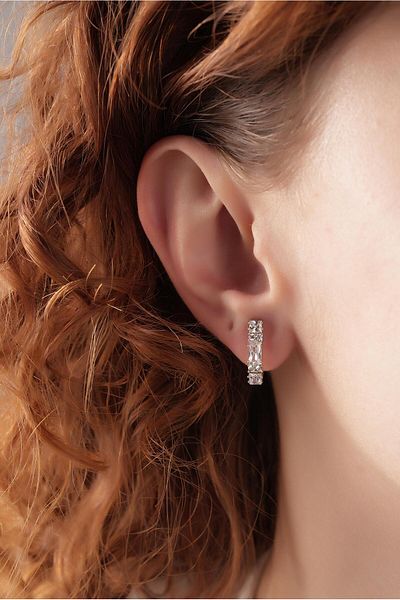 Çlk Accessories Xuping أقراط دائرية بيضاوية من حجر الرغيف الفرنسي لا تفقد اللون 35742