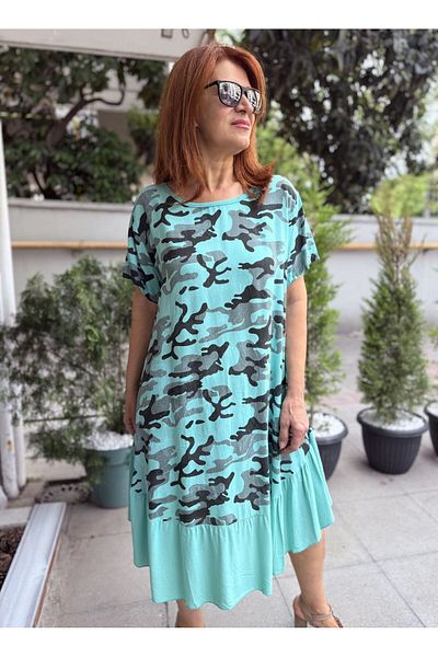 DenizEge Italian Camouflage Dress Turquoise Green