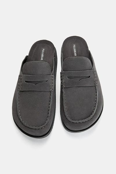 Pull & Bear Leather clogs with penny strap
