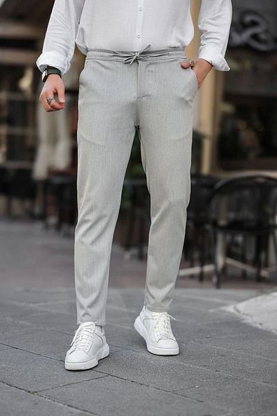 Gussi Men's Gray Color Regular Fit Elastic Waist Laced Quality Comfortable Lycra Jogger Pants