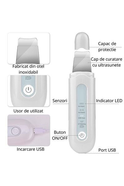 OEM Ultrasonic facial peeling device, 17.2 x 4.6 cm, ultrasonic vibrations