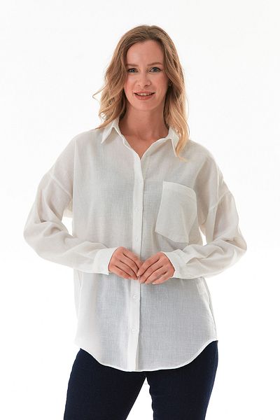 Fulla Moda Cămașă oversize de bază cu un singur buzunar