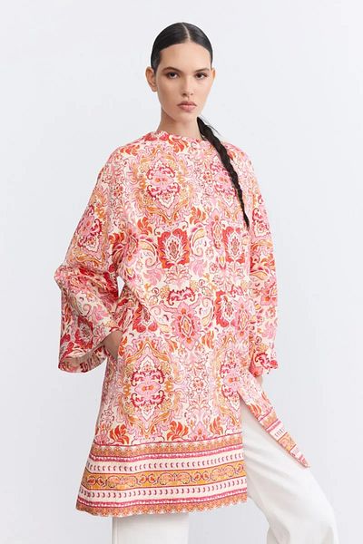 Gusto Red Paisley Patterned Kaftan