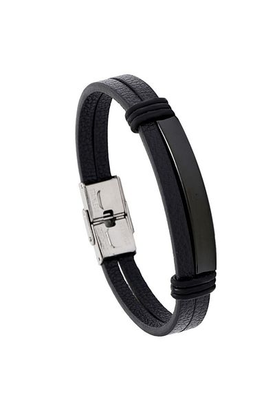 SIC MODA Bratara masculina inox si piele eco 4354