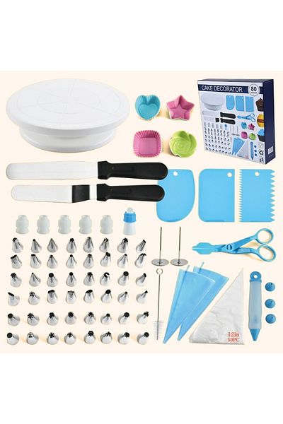 OEM Set accesorii pentru patiserie, 80 piese, usor de curatat, plastic, silicon si otel inoxidabil