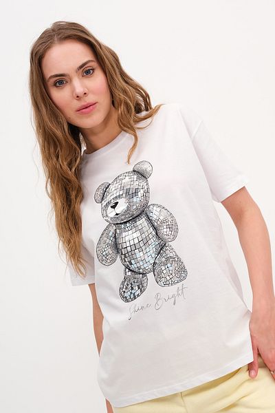 Addax Tricou cu imprimeu cu ursuleț strălucitor P10453