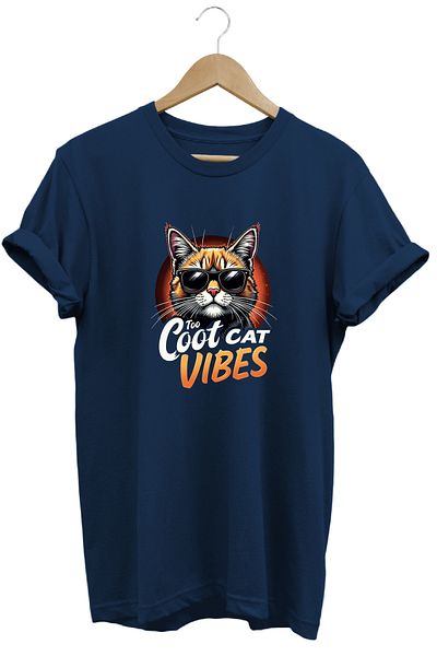 remonz Тениска с кръгло деколте, 100% памук и принт Cat Vibe