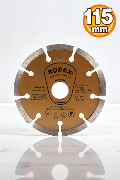 Badem10 Rodex 115 mm Elmas Kesici Disk – Beton, Mermer, Granit ve Taş Kesim Uyumlu Dayanıklı Kesme Taşı