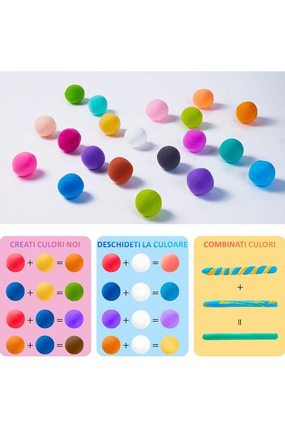 NEXTLY Set Plastilina , Usor De Modelat, Nelipicioasa, Accesorii Pentru Modelat, 24 Pungi