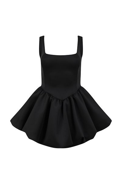 La Sarta Paros Balloon Skirt Black Short Dress
