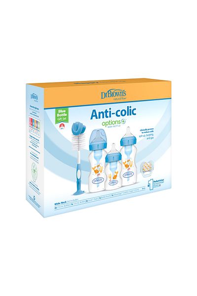 Dr.Brown's Pp wide mouth anti-colic options+™ Blue baby bottle gift set