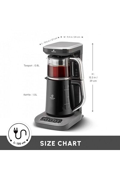 Karaca Karaca Caysever Robotea Pro Aparat de ceai automat vorbitor 4 în 1, fierbător și aparat de cafea cu filtru, 2500W