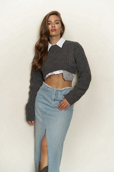 MAİ COLLECTİON Pulover Crop afumat Mohan