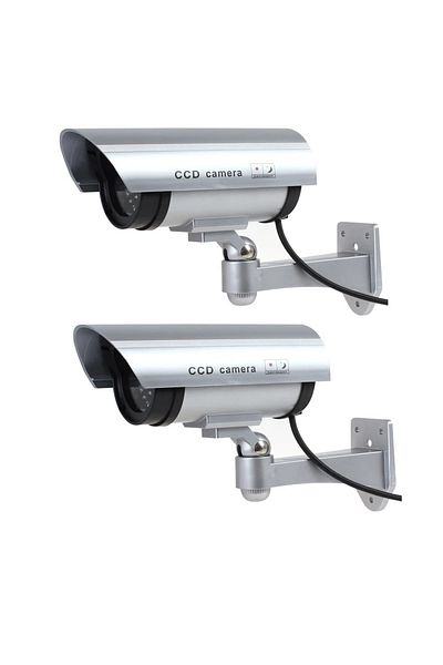 NEXTLY Set of 2 x NEXTLY fake surveillance camera for outdoor/indoor use, flashing red LED