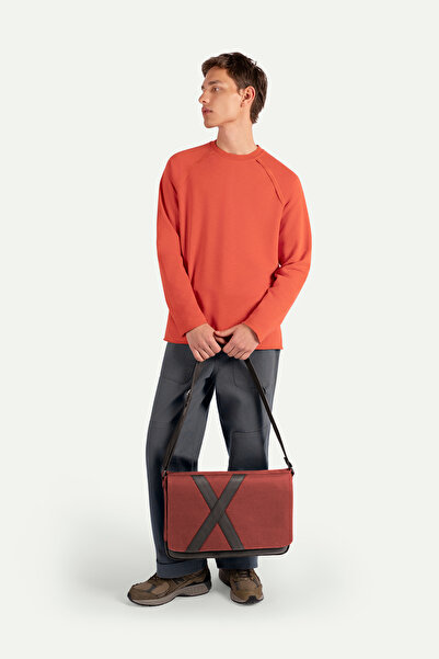 KAFT Unisex Yatay Postacı Çantası - Nevend - Brick
