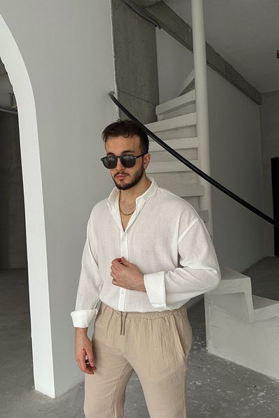 Livio Ferri Ανδρικό λινό πουκάμισο Oversize Napas