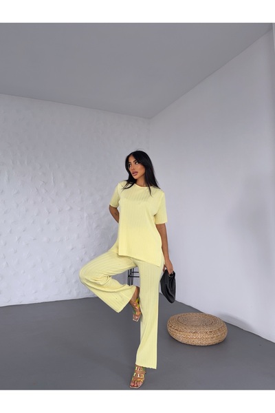 KENZA'A TRİKO Γυναικείο Oversize T-Shirt Παντελόνι Σετ δύο τεμαχίων