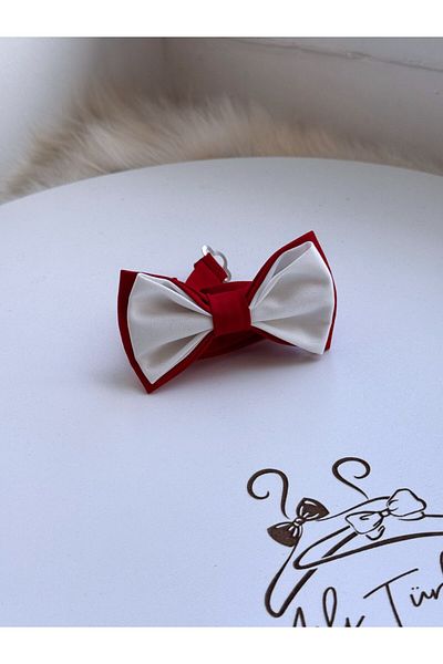 Aslı Türkoğlu Boy's Red-White Adjustable Bow Tie