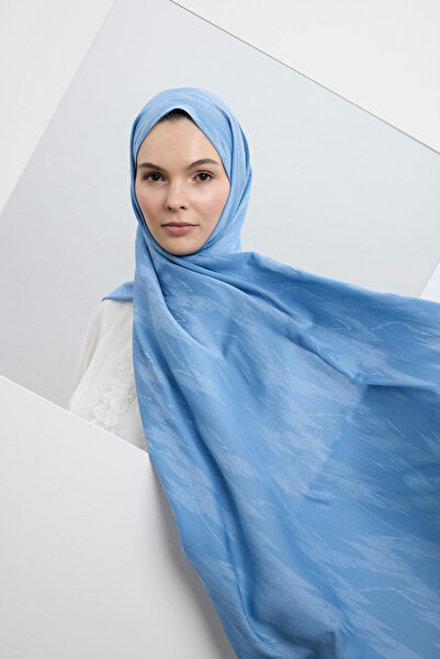 Qef Cotton Line Shawl Soft Blue