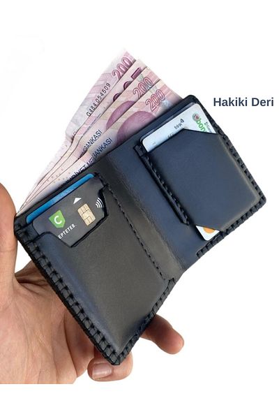 Deri Cuzdan 100% Genuine Leather Wallet and Keychain Set, Handmade Wallet-Card Holder, Retro Design - Men's Gift