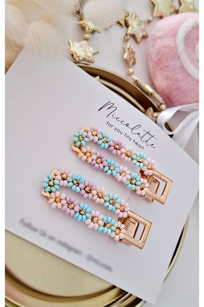 Miccolatte Bead Embroidered Handmade 2-Piece Clip Buckle (6 cm)