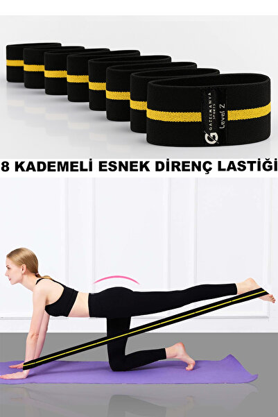 GAZELMANYA 8 مراحل المقاومة المطاطية، شريط البيلاتيس المقاوم، شريط اليوغا المطاطي، حزام التمدد، البيلاتيس