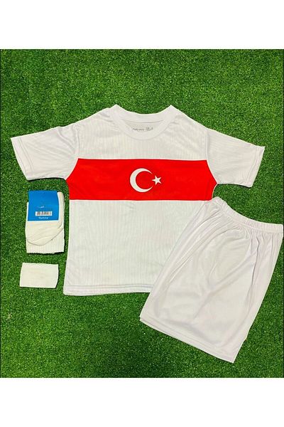 BARBITOS Turkey National Team White Unnamed Children's Jersey Set of 4 Socks-Bracelets Gift Sm11