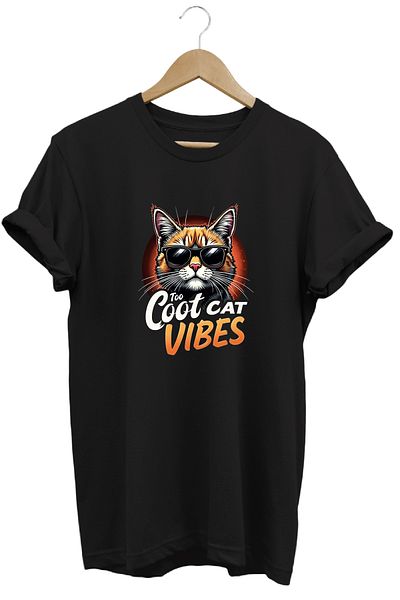 remonz Μπλουζάκι Cat Vibe με στάμπα 100% βαμβακερό κανονική εφαρμογή με λαιμόκοψη
