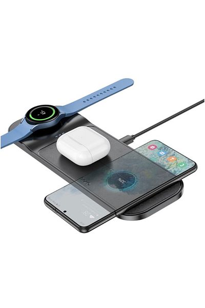 REDz Accessories Stand de încărcare, 3 în 1, Hoco CQ6, Tip C, Samsung/Galaxy Watch, 15W, Negru