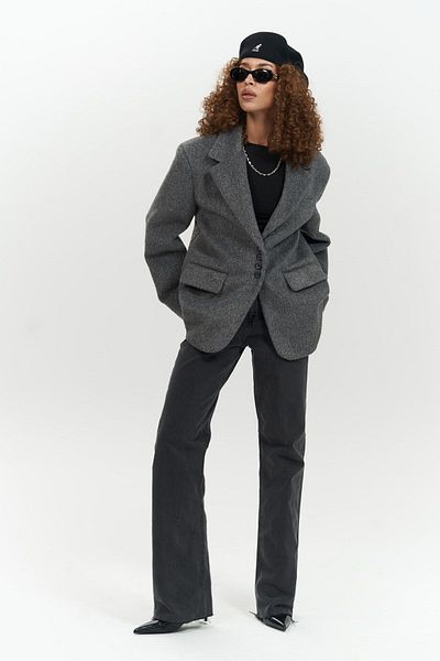 MAİ COLLECTİON Proenza Grey Antracit Thick Stash Blazer - Krátký kabát Allbucks Mai Abmaı0005