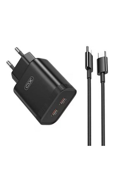 REDz Accessories Adaptor și cablu Xo-l105 Type-C, iPhone 15/16 și Android, încărcător dual Type-C, rapid 35w, negru
