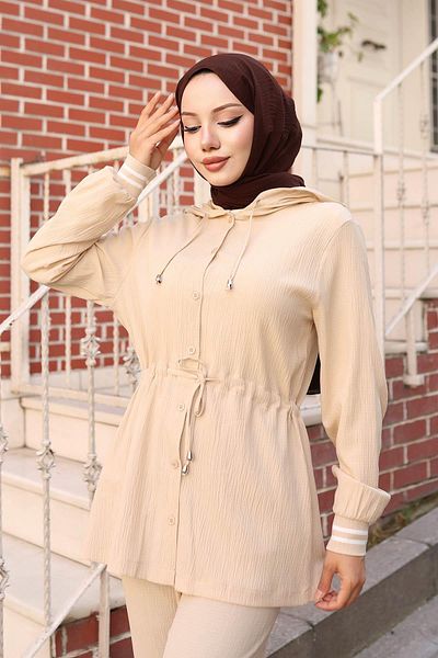 MİSSKAYLE Ribbed Detailed Suit Beige
