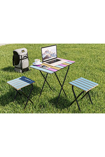 Vivense BİNO BAHÇE BİSTRO MASA SANDALYE TAKIMI, MAVİ