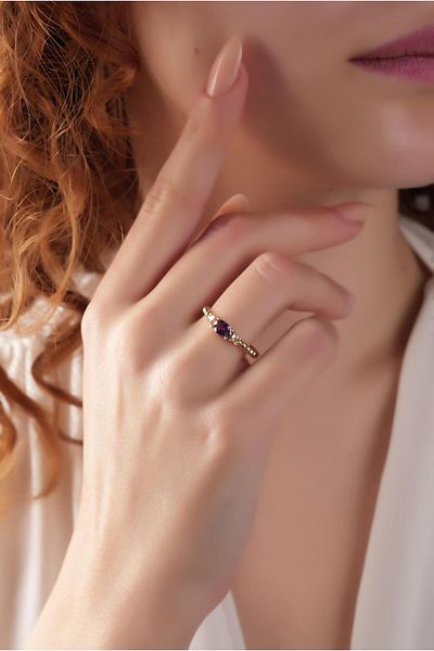 Çlk Accessories خاتم كعب بيضاوي قابل للتعديل من الحجر الفاخر 1491