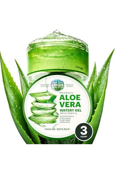 Nature Republic 3 PCS Aloe Vera Soothing Gel, 92% Soothing and Moisture, 300ml, NS17-G