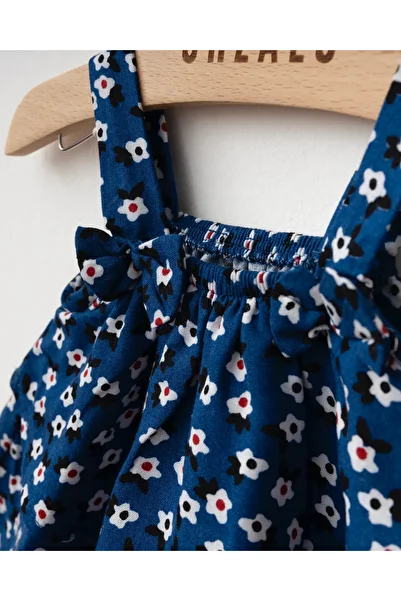 Jammybaby Margarita Floral 100% Viscose Woven Strap Summer Baby Girl Suit-Dark Blue