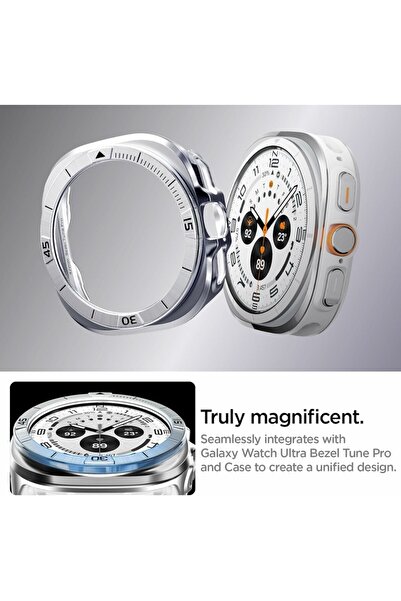 Spigen Bezel Tune Pro For Samsung Galaxy Watch Ultra 47mm Bezel Ring Protector cover with - Silver