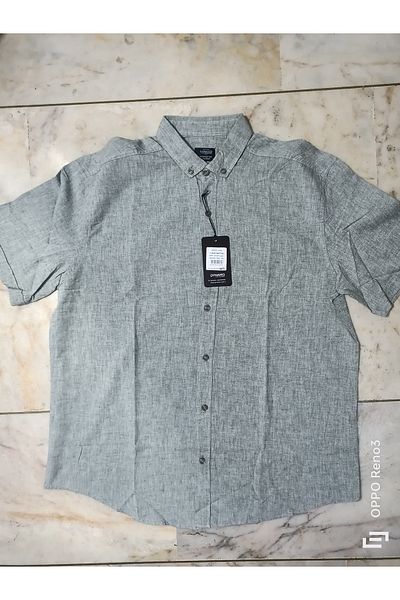 DYNAMO κοντομάνικο reguler plus size αθλητικό λινό πουκάμισο
