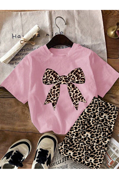 MOONBULL Γυναικείο Leopard Leopard Shorts Σετ με στάμπα με κορδέλα