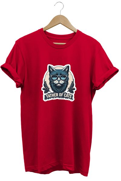 remonz Father of Cats Printed 100% Cotton Regular Fit Crew Neck T-Shirt