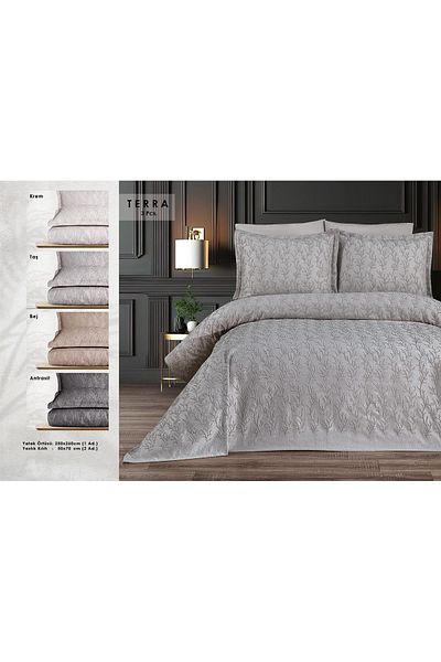 HUZUR ÇEYİZ Irina Terra 3 Piece Double Bedspread Set