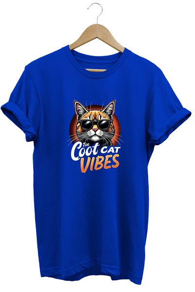 remonz Tricou cu decolteu rotund, 100% bumbac, cu imprimeu Cat Vibe