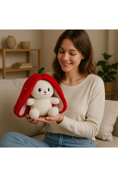 ribac Cute Strawberry Rabbit Plush Gift 50 cm Toy with Bag