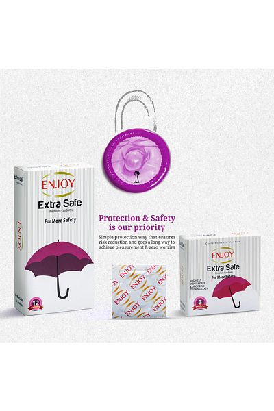 Enjoy Premium Extra Safe Condoms – 3 pcs | Extra Lubricated, Durable Latex, Secure Fit