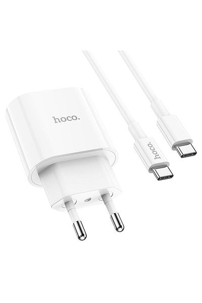 REDz Accessories Charger Set For Iphone 15/16 And Android, Hoco C94a Adapter Type-c Cable 1m, Pd20w, White
