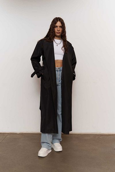 MAİ COLLECTİON Dámský černý oversize trenčkot