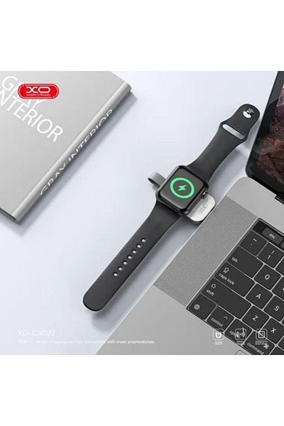 REDz Accessories Încărcător wireless mini, XO-CX020, compatibil cu Apple Watch, conector Type-C, portabil, alb