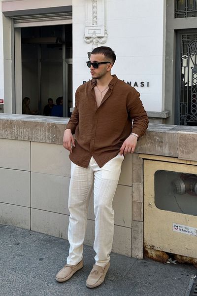 Livio Ferri Ανδρικό λινό πουκάμισο Oversize Napas