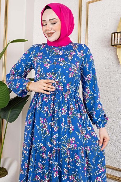 Mec Fashion Φόρεμα Asel Floral από βισκόζη INDIGO