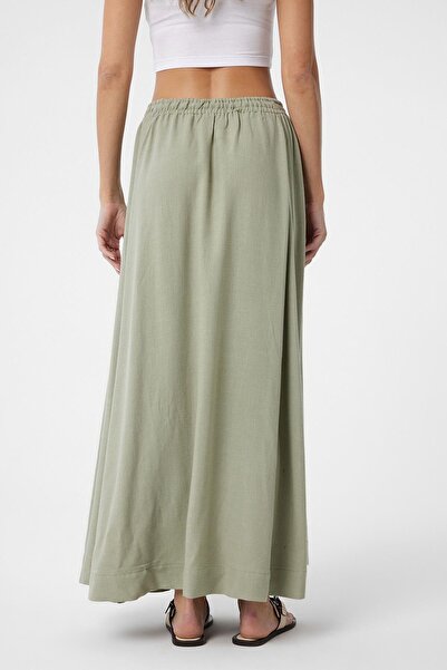 Antioch Khaki Linen Blended Women's Long Skirt